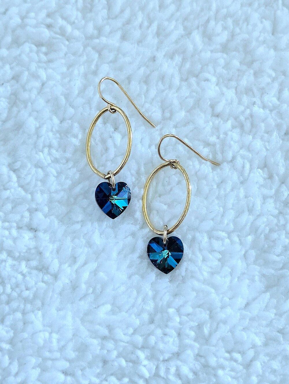Deep Blue Swarovski Crystal💎 Heart💙 Earrings - NWOT